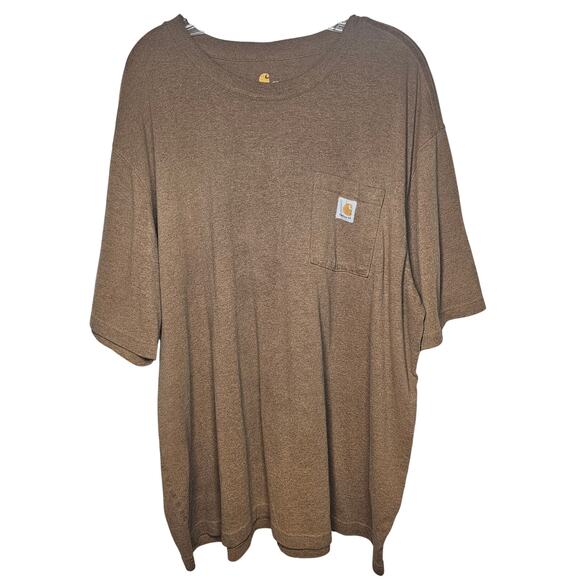 Carhartt Heavyweight Short-Sleeve Pocket Tee Oiled Walnut Heather 2XL - Picture 1 of 9